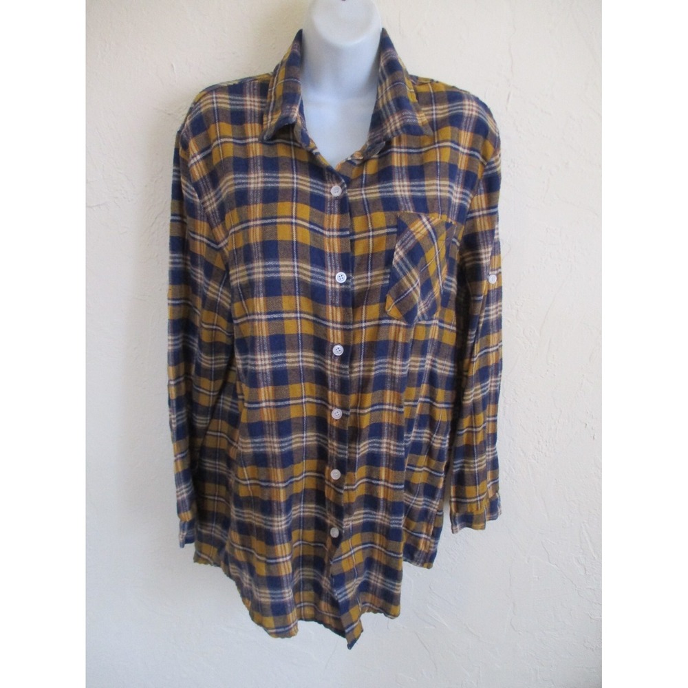 Adora Genesis Plaid Flannel Long Shirt  Size Large Oversized